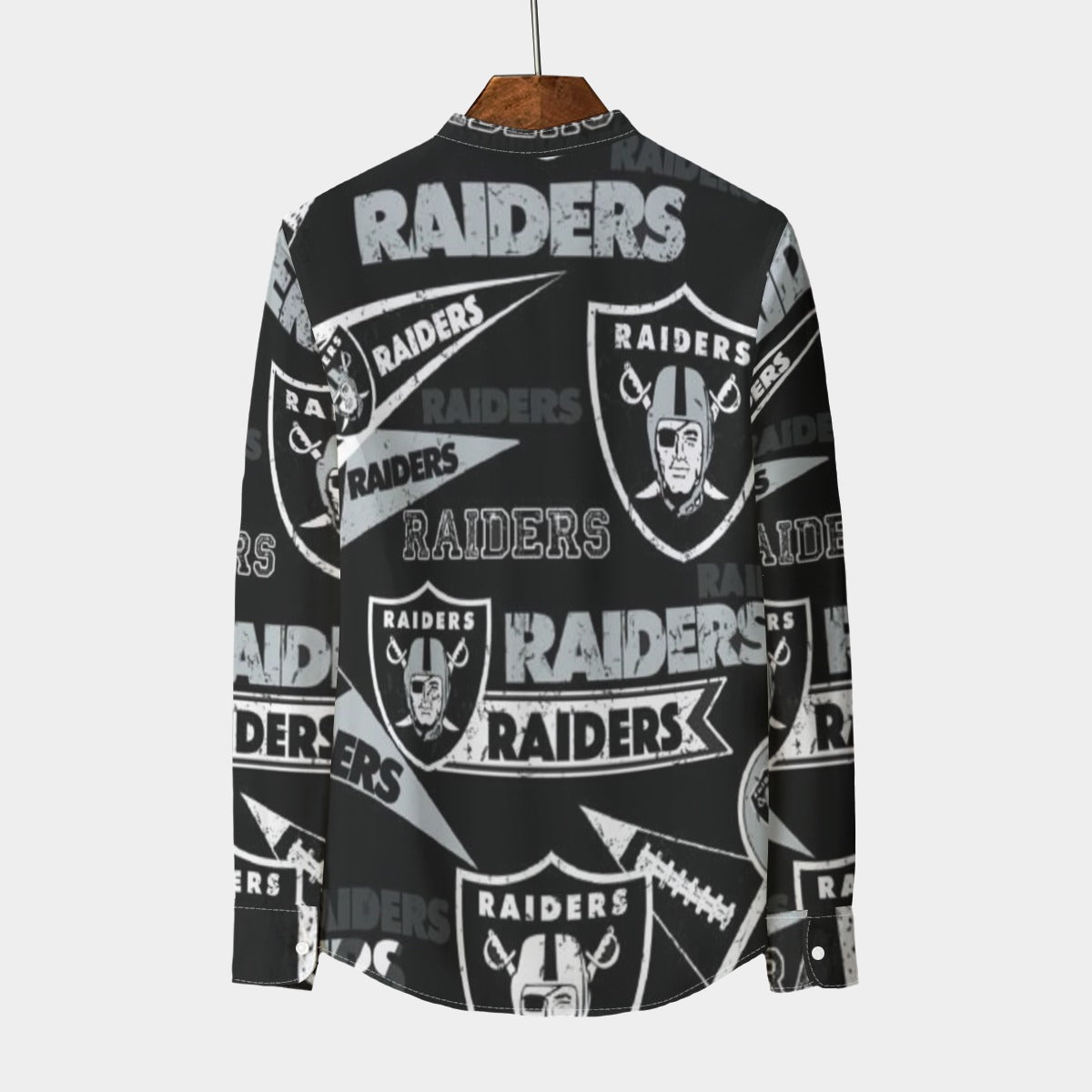 Las Vegas Raiders Men's Stand Collar Shirt With Long Sleeve|110GSM Imitation Flax