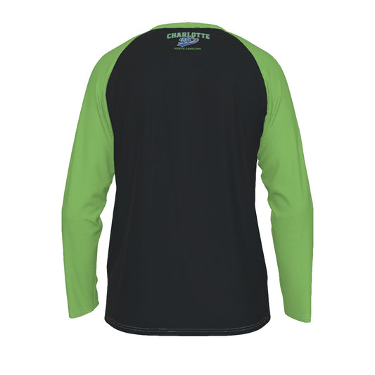 Charlotte NC Black Green Long Sleeve Shirt – Modern Varsity North Carolina Raglan