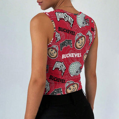 Ohio State - Buckeyes Women’s Sleeveless Square Neck Tank Top White game day varsity apparel