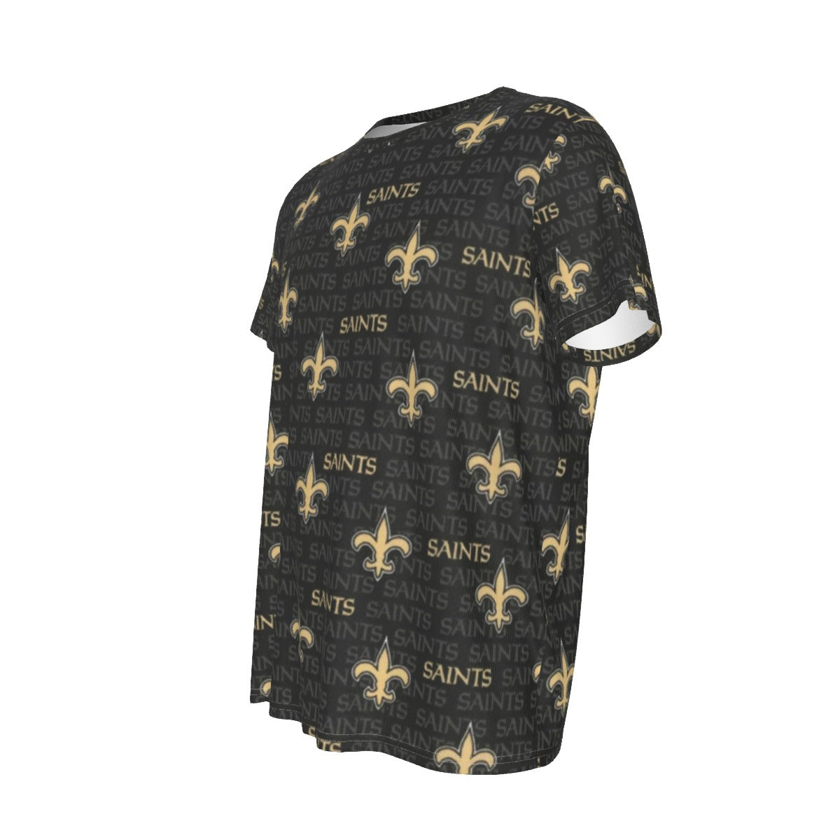 new-orleans-saints-short-sleeve-t-shirt black gold football back view streetwear style