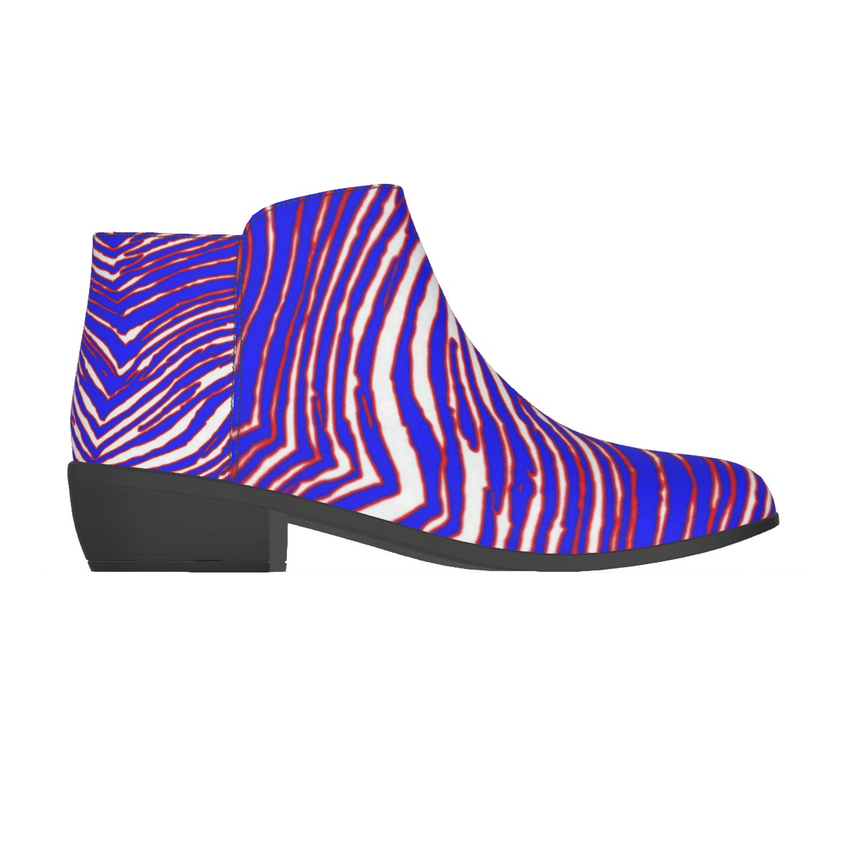 Buffalo Zebra Game Day Ankle Boots – Retro Football Style (Red Blue White)