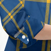 West Virginia Mountaineers Tartan Plaid Blue Gold Women's Mid-Length Sleeve Shirt