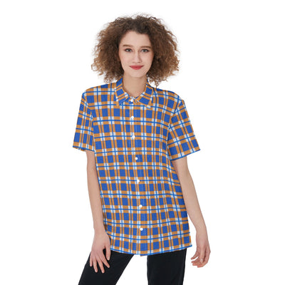 florida gators tartan plaid blue orange  women tartan plaid game day shirt