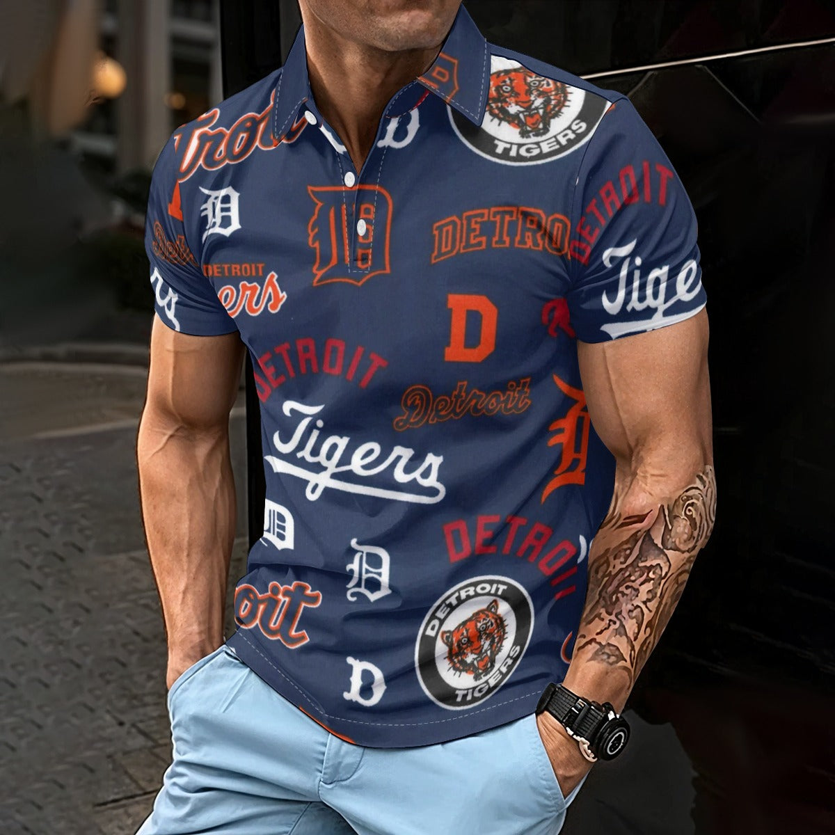 Detroit Tigers Men's Polo Shirt detroit tigers baseball fan apparel game day outfit