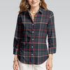 women navy plaid casual football shirt