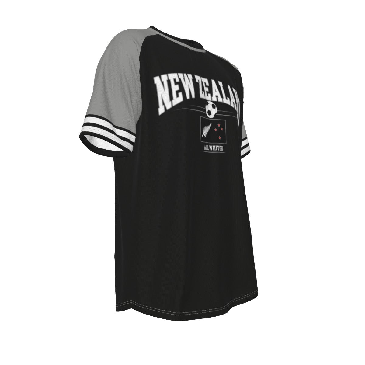 New Zealand Soccer T-Shirt Black White – New Zealand Football Shirt All Whites Fan Tee