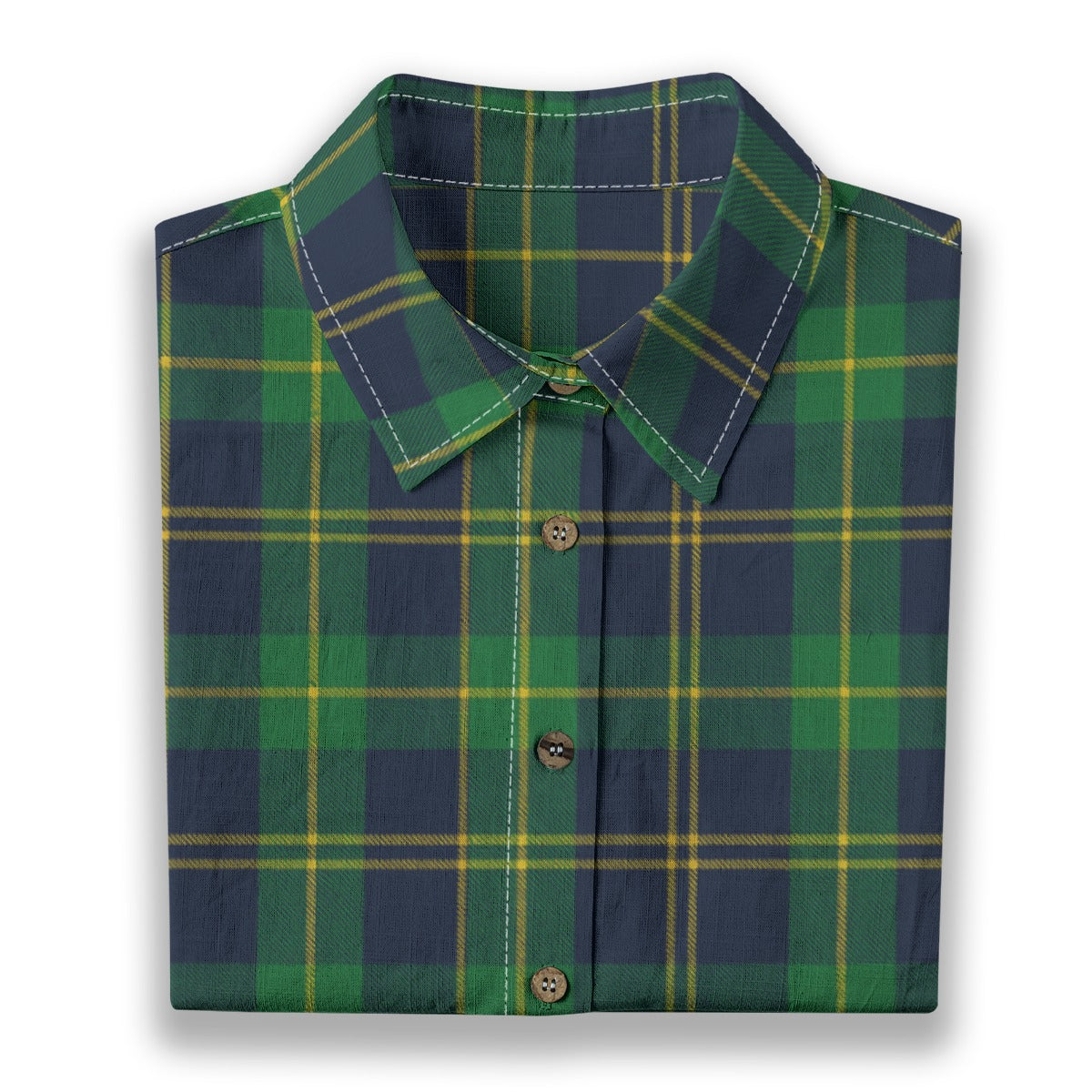 Notre Dame Fighting Irish Green Navy Gold Plaid Womens Shirt 125Gsm Cotton 8 green navy gold plaid women fashion apparel