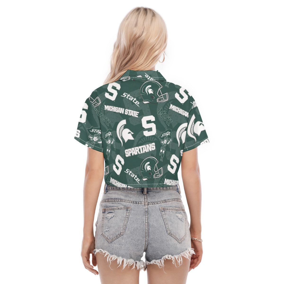 Michigan State Spartans Women's Cropped Shirt - Big Ten football apparel varsity sportswear product image 4.0