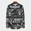 Las Vegas Raiders Men's Stand Collar Shirt With Long Sleeve|110GSM Imitation Flax – fan gear, breathable comfort wear, image 1276