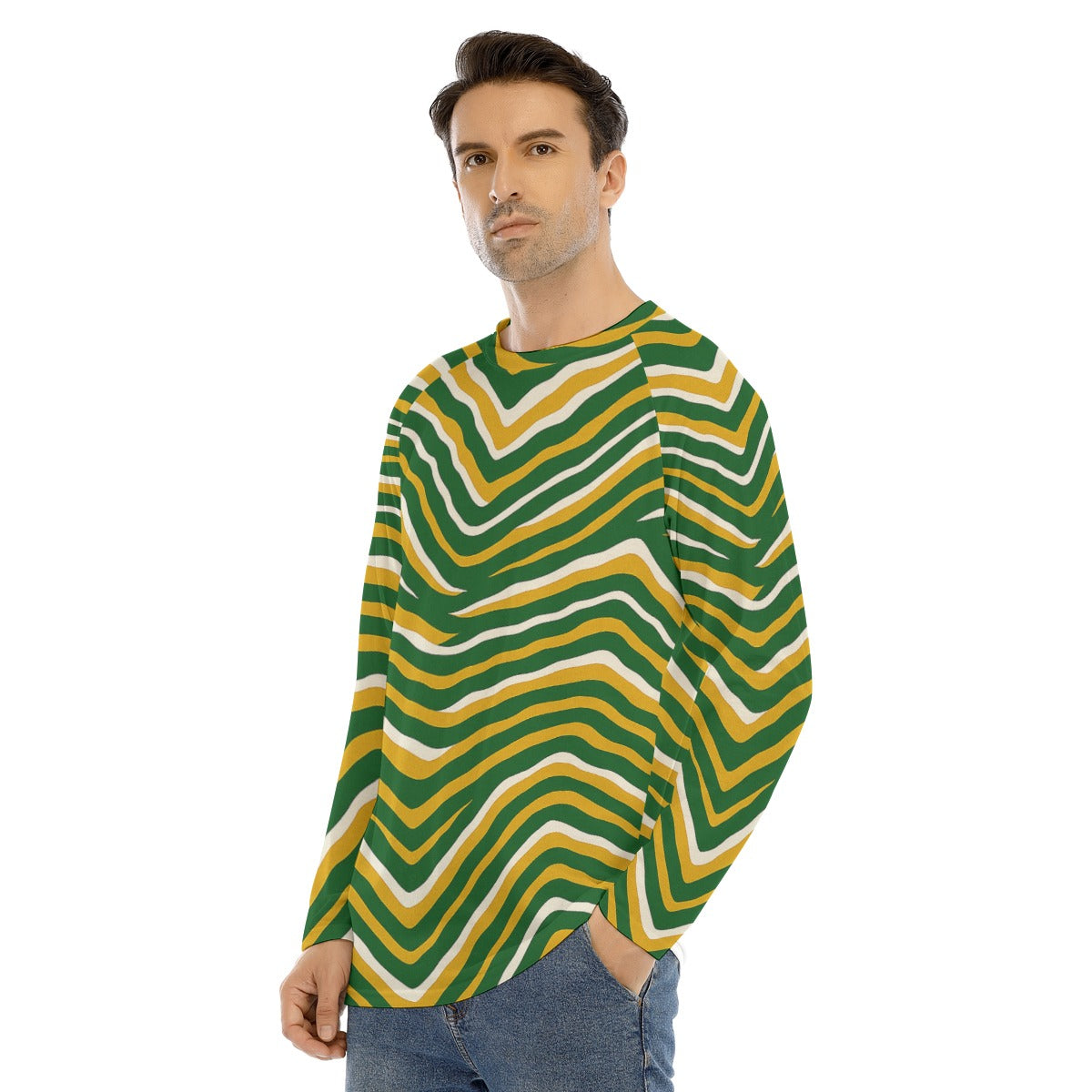 Green Bay Football Yellow Green Men’s Long Sleeve Raglan T-Shirt – Game Day Streetwear – fan gear, fan gear, image 1.0