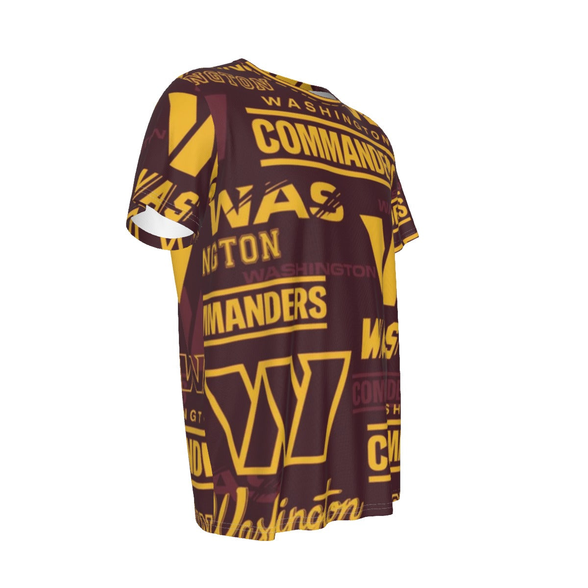 washington-commanders-short-sleeve-t-shirt burgundy gold football outfit side view