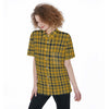 california golden bears tartan plaid oversized button up women shirt women's short sleeve shirt with pocket women tartan plaid fashion