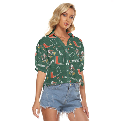 Miami Hurricanes Women's V-neck Shirts - ACC football apparel varsity sportswear product image 2.0
