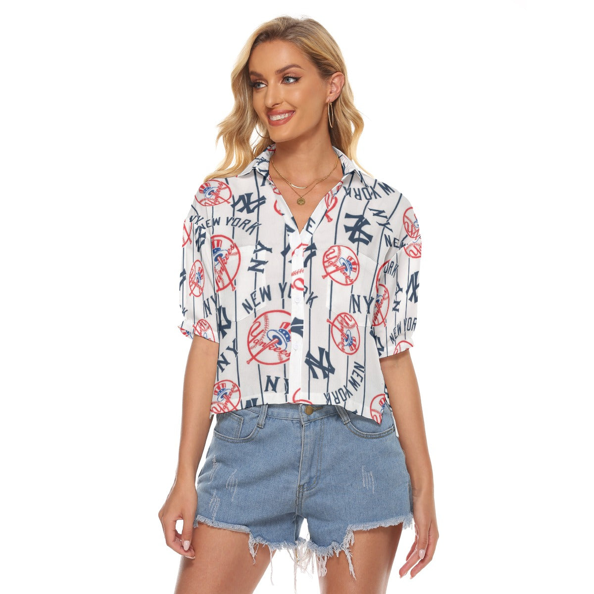 New York Yankees Women's V-neck Shirts new york yankees baseball fan apparel game day outfit