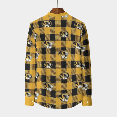 Missouri Tigers Stand Collar Shirt With Long Sleeve|110GSM Imitation Flax