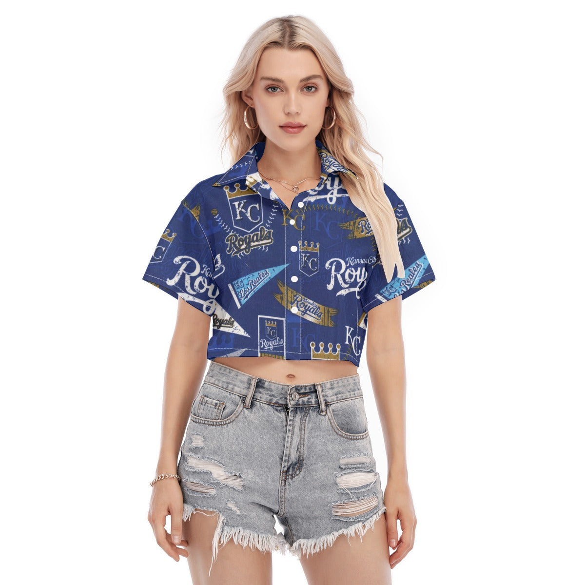 Kansas City Royals Women's Cropped Shirt kansas city royals baseball fan apparel game day outfit