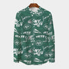 New York Jets  Men's Stand Collar Shirt With Long Sleeve|110GSM Imitation Flax green white football outfit back view