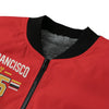 Firebrick San Francisco Bay 415 Red Football Style Bomber Jacket – Game Day Urban Streetwear