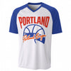 Portland Basketball Graphic T-Shirt in White and Blue – Varsity Sports Streetwear Tee – casual fan outfit, casual fan outfit, image 1.0