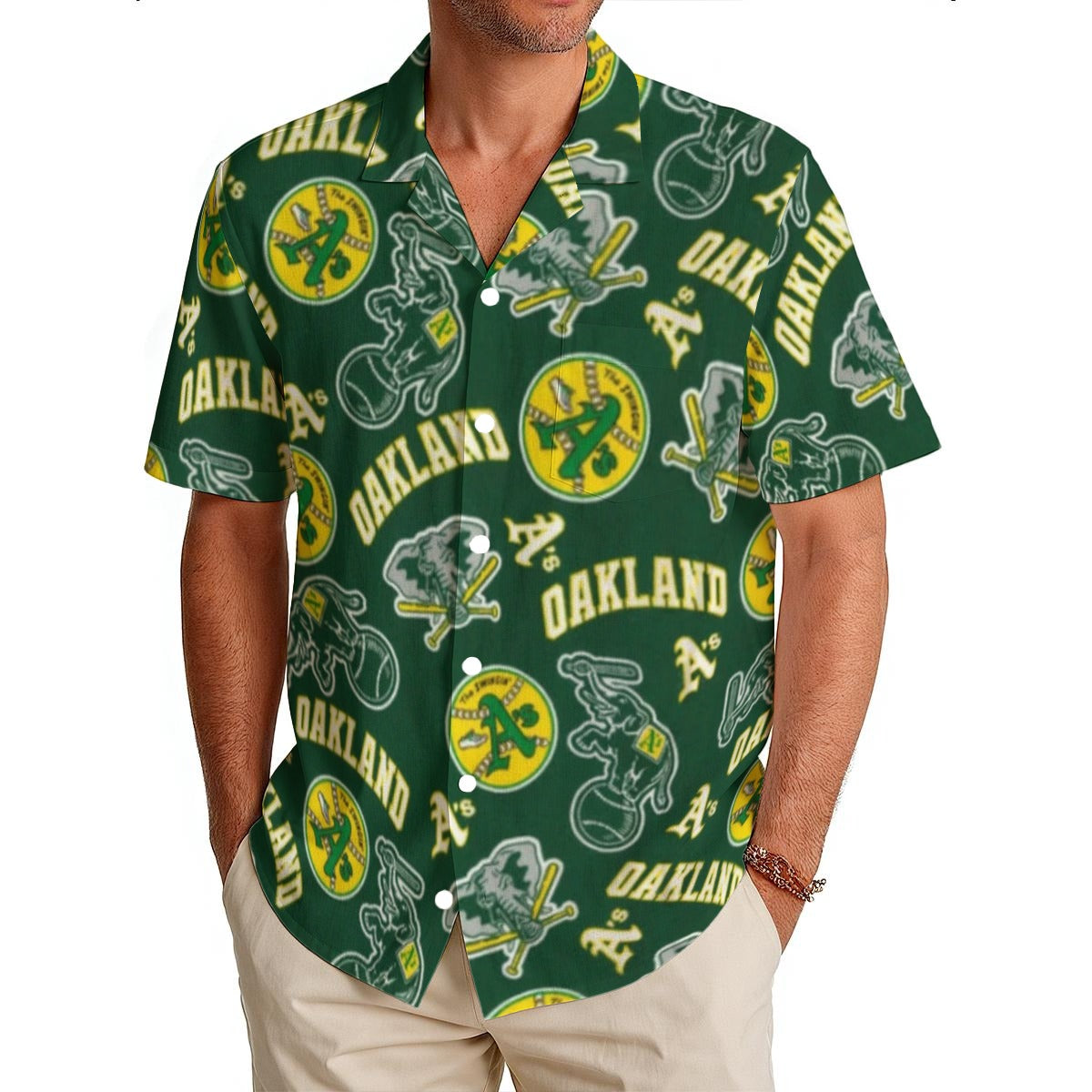 Oakland Athletics Men's Hawaiian Shirt|150GSM oakland athletics baseball fan apparel game day outfit