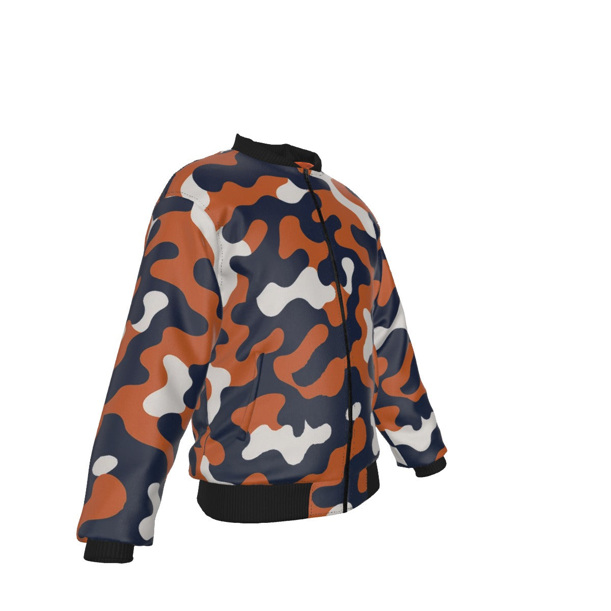 Chicago Football Camo Bomber Jacket – Navy Orange Game Day Streetwear Jacket
