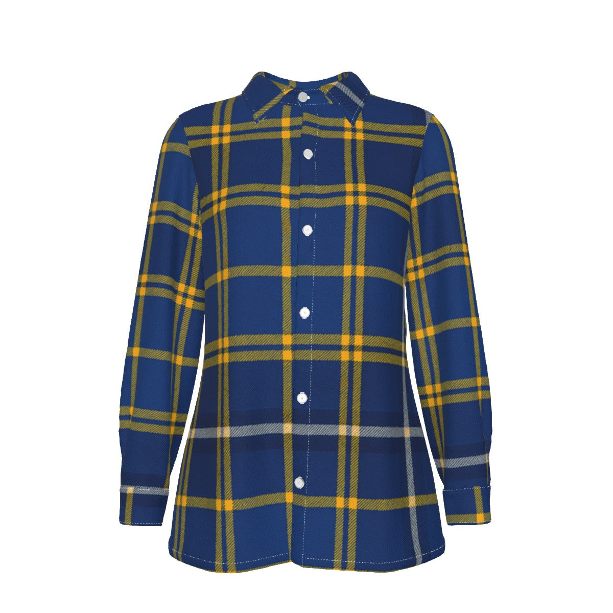 West Virginia Mountaineers Tartan Plaid Blue Gold Women's Elastic-Back Shirt streetwear fashion product image 3