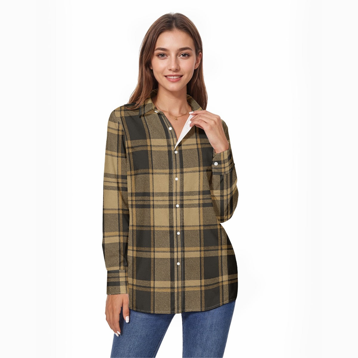 central florida knights tartan plaid black gold  women tartan plaid game day shirt