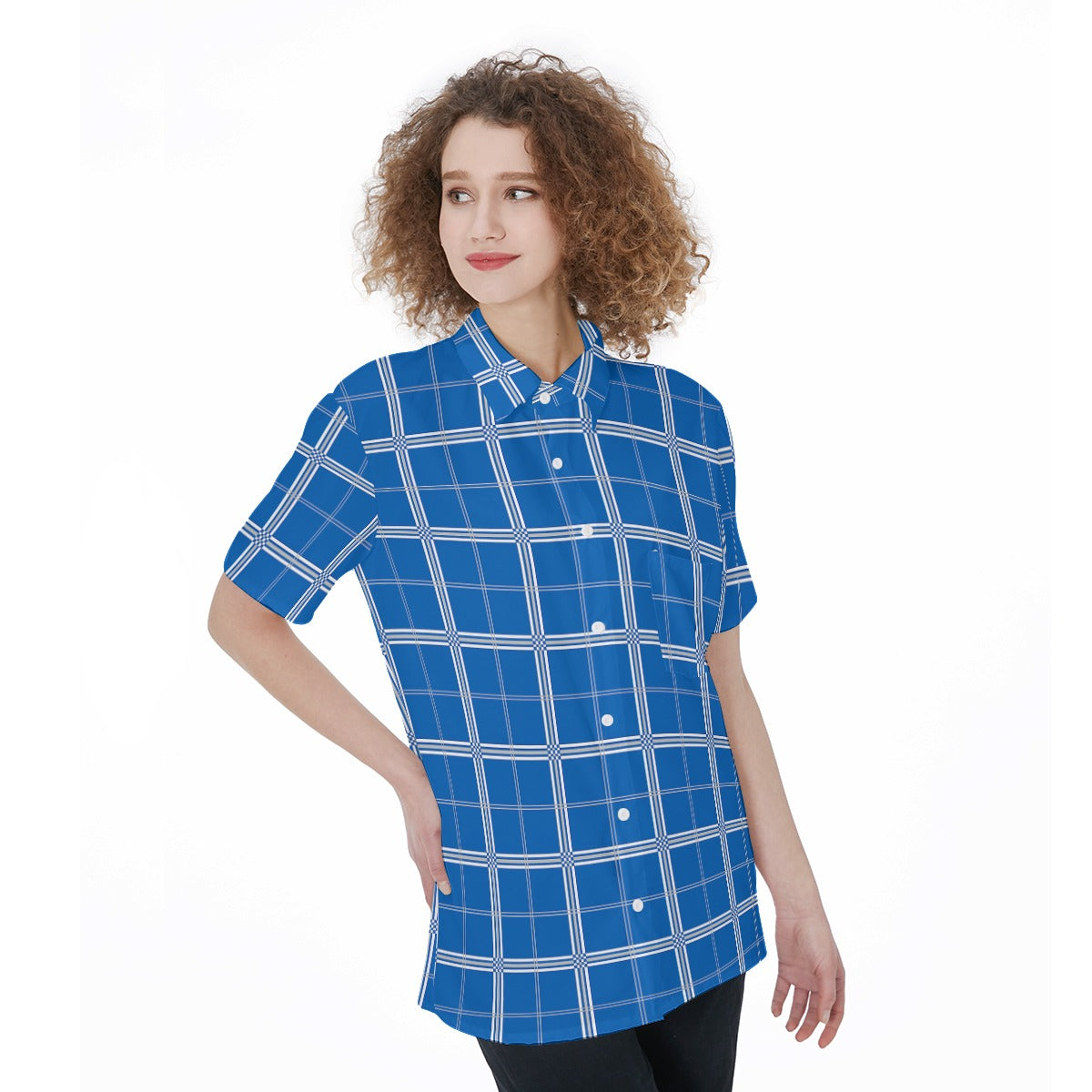 kentucky wildcats tartan plaid oversized button up women shirt women's short sleeve shirt with pocket women tartan plaid game day fashion