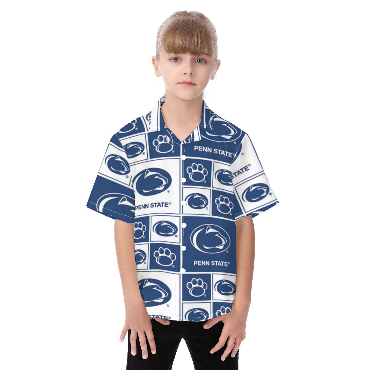 Penn State Nittany Lions Kid's Hawaiian Vacation Shirt White varsity sports apparel