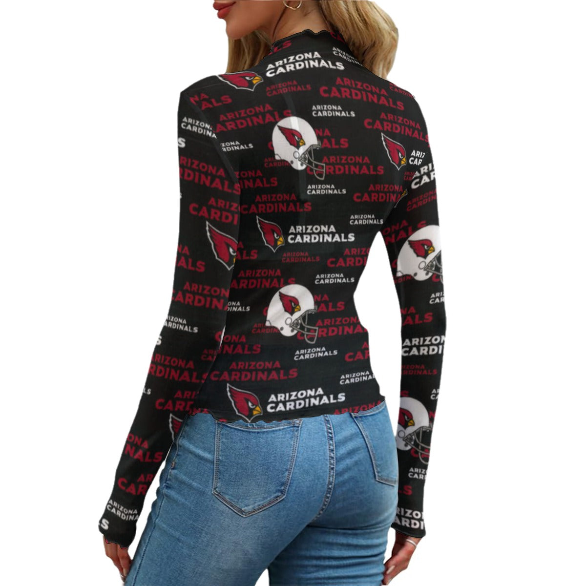 arizona-cardinals-womens-mesh-t-shirt red white football outfit detail