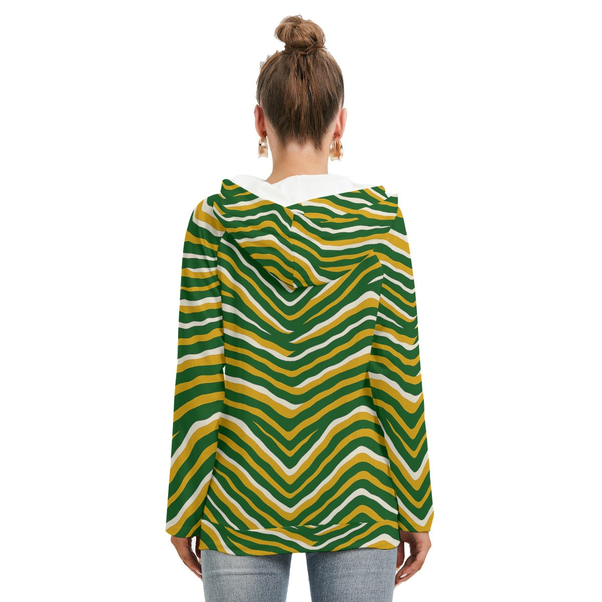 Green Bay Football Yellow Green Women’s Double Hood Hoodie – Game Day Streetwear