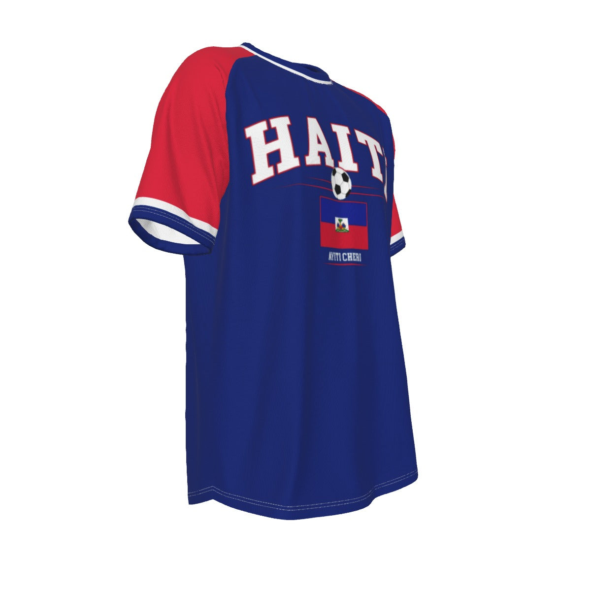 Haiti Soccer T-Shirt Blue Red – Haiti Football Shirt Ayiti Cheri Fan Tee streetwear fashion product image 5