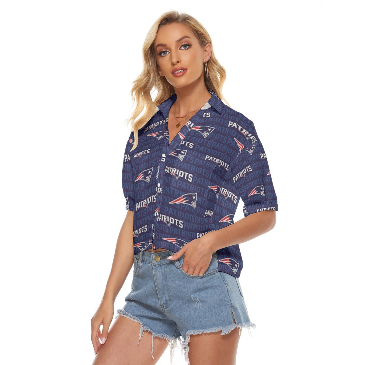 New England Patriots Women's V-neck Shirts streetwear fashion product image 3