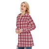 White Smoke Alabama State Tartan Plaid Women Long Shirt – Southern College Style Button Up