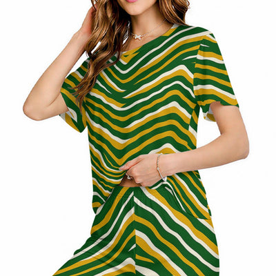 White Smoke Green Bay Football Yellow Green Women’s Loungewear Set – Game Day Comfort Wear