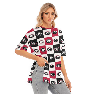 Georgia - Bulldogs Women's Short Sleeves T-shirt With Hem Split White varsity sports apparel
