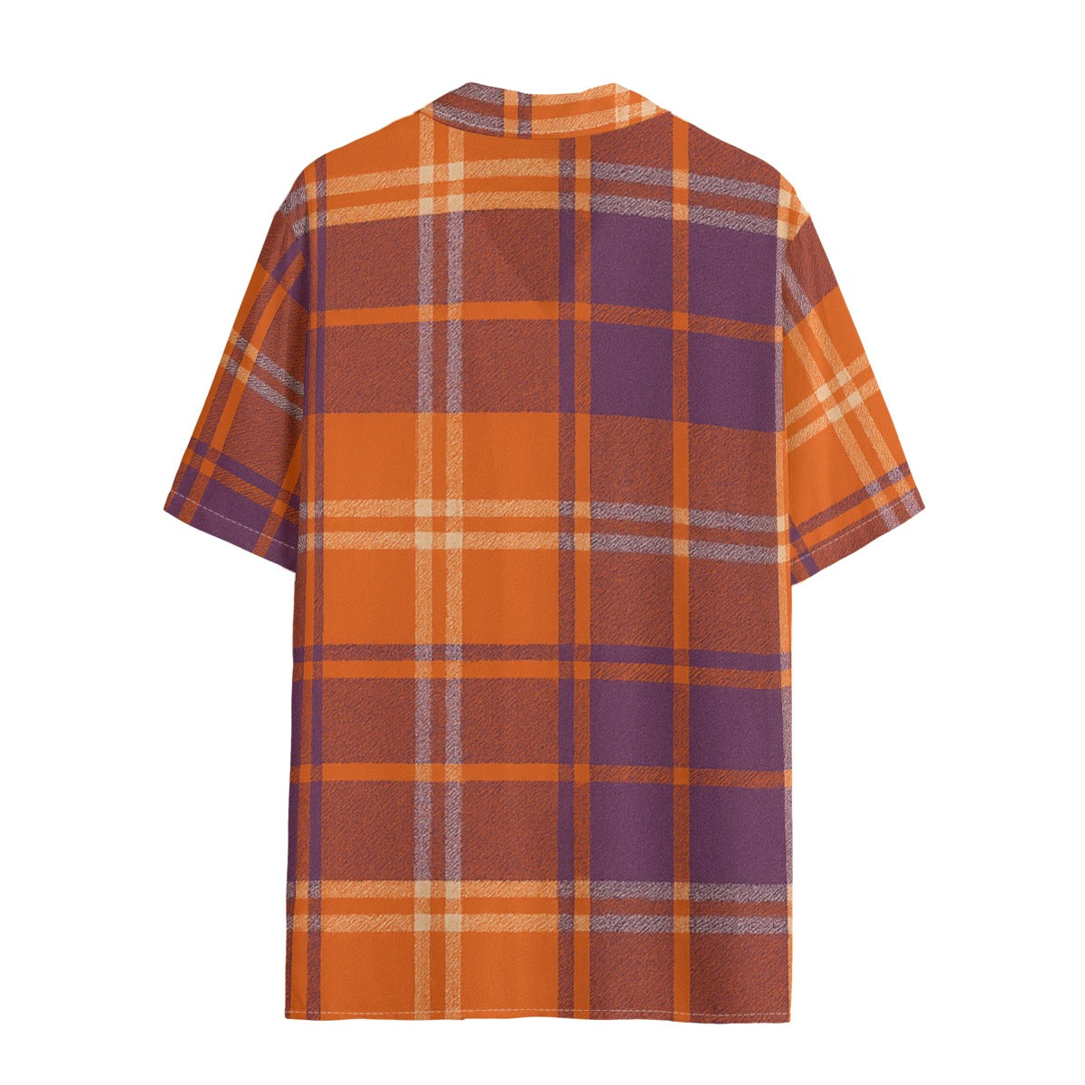 auburn tigers tartan plaid orange navy women's hawaii shirt | rayon women tartan plaid game day shirt