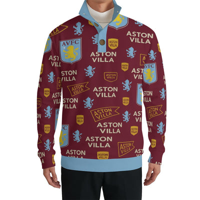 Aston Villa Men’s Casual Pullover Shirt With Half Zipper