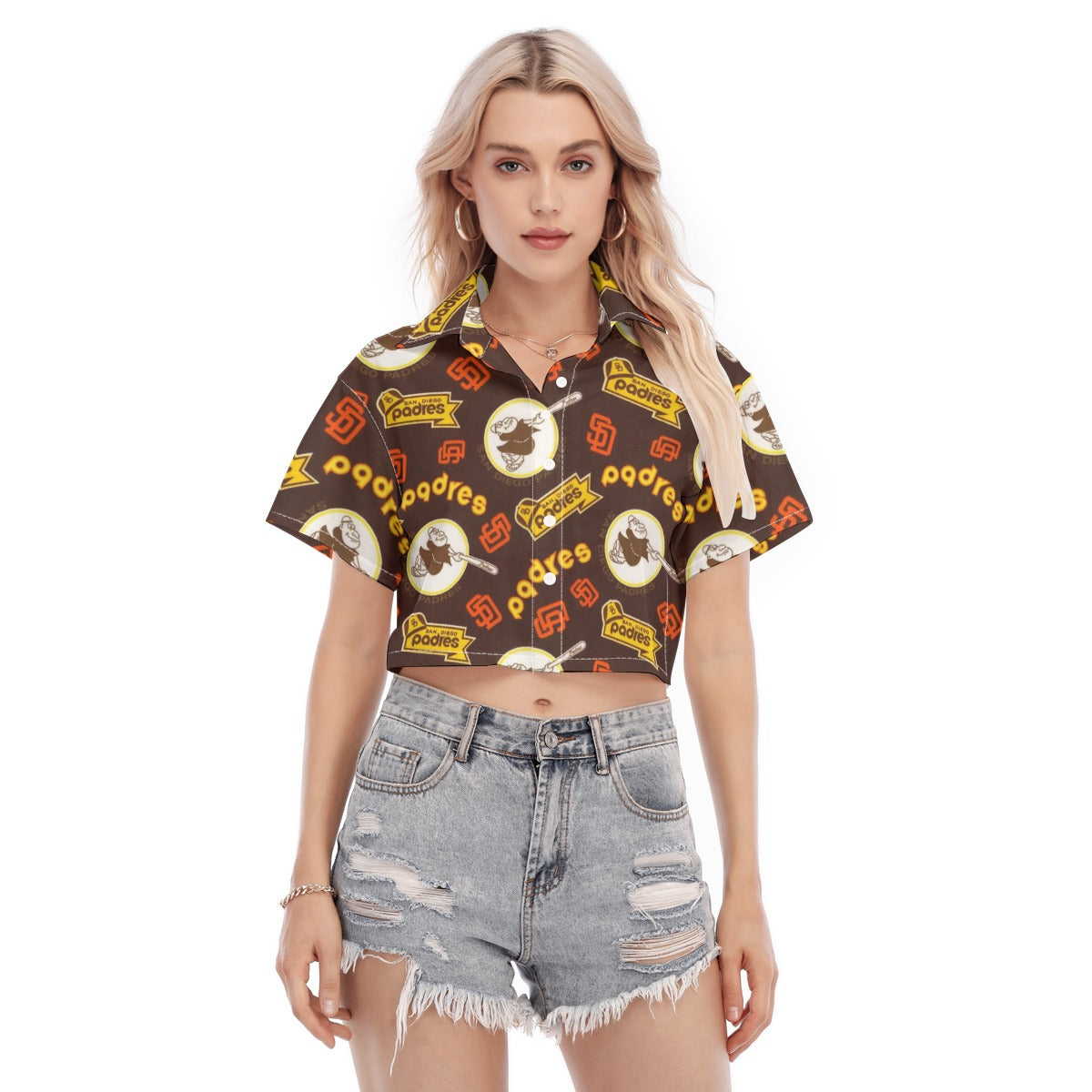 San Diego Padres Women's Cropped Shirt san diego padres baseball fan apparel coastal game day outfit