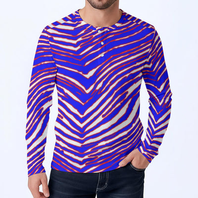 Buffalo Zebra Football Men’s Classic Long-Sleeve Henley Shirt – Retro Game Day Streetwear – game day outfit, casual fan outfit, image 1.0