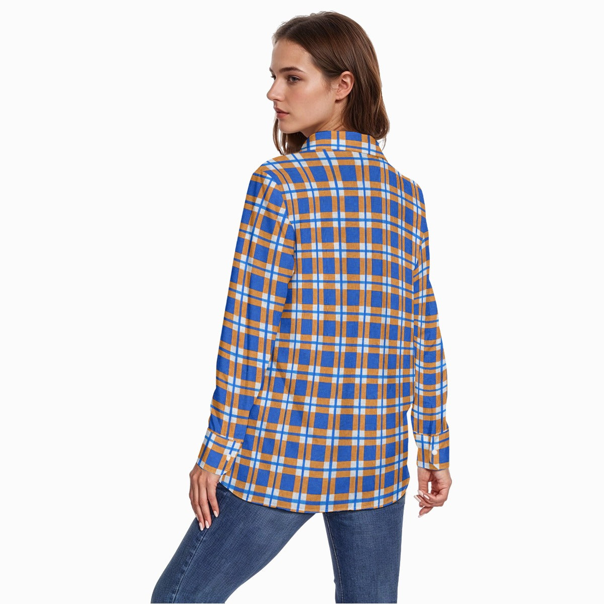 florida gators tartan plaid blue orange  women tartan plaid game day shirt
