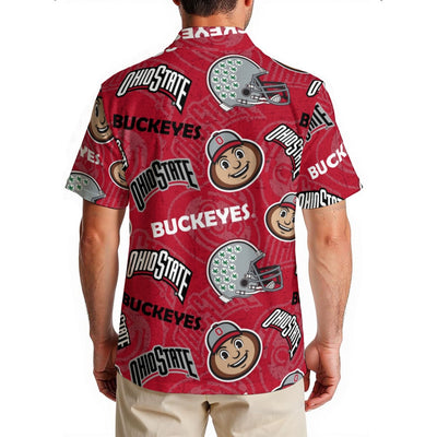 Ohio State Buckeyes Men's Hawaiian Shirt|150GSM White game day varsity apparel