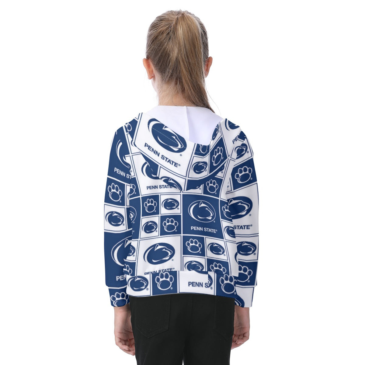 Penn State - Nittany Lions Kid's Zip-up Hoodie With Patch Pocket White varsity sports apparel