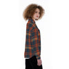 Auburn Tigers Tartan Plaid Navy Orange Women's Satin Shirt