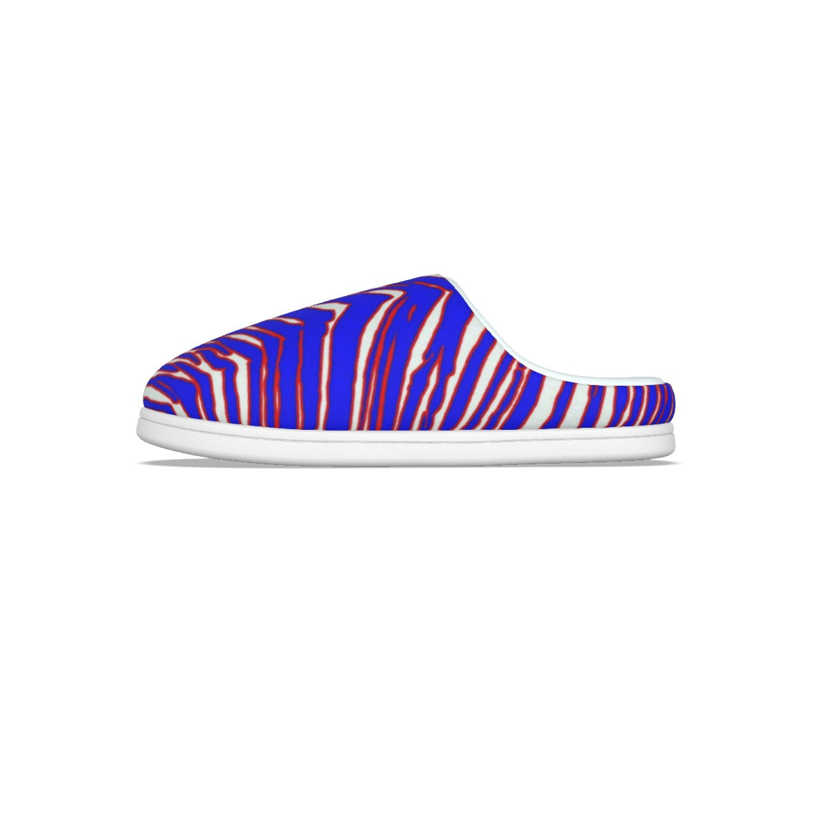 Buffalo football Men's Plush Slippers – Red Blue White Zebra Game Day Style