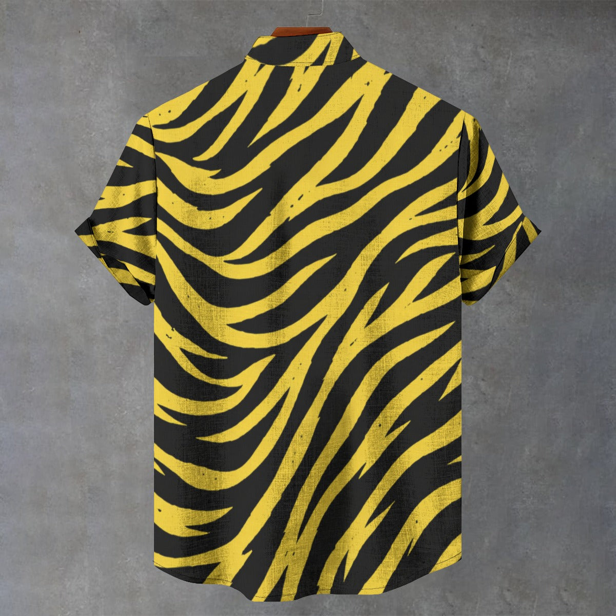 Dim Gray Pittsburgh Football Yellow Black Zebra Men's Stand Collar Shirt|110GSM Imitation Flax