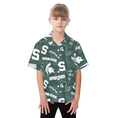 Michigan State Spartans Kid's Hawaiian Vacation Shirt - Big Ten football apparel varsity sportswear product image 1.0