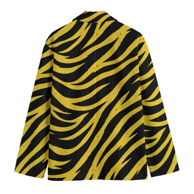 White Smoke Pittsburgh Football Yellow Black Zebra Men’s Casual Flat Lapel Collar Blazer – Game Day Streetwear