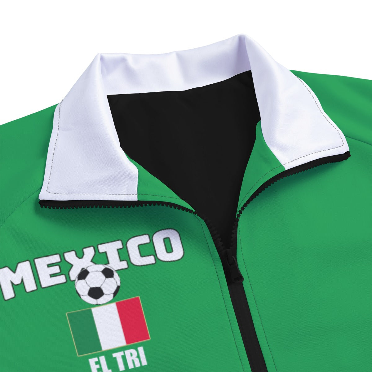 Sea Green All-Over Print Unisex Stand Collar Black Lining Jacket