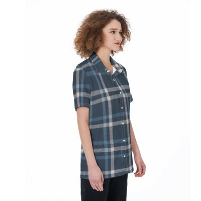 navy gray plaid women game day shirt